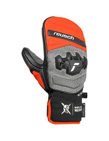Rękawice narciarskie Reusch Worldcup Warrior GS Junior Mitten (jednopalczaste) Black/Silver/Fluo Red