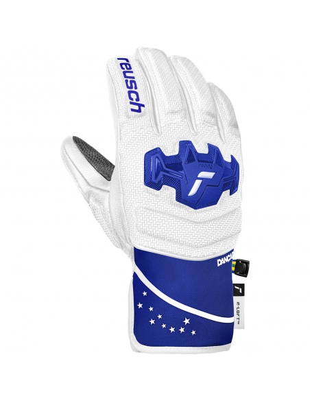 Rękawice narciarskie Reusch Worldcup Warrior GS Junior (pięciopalczaste) White/Blue by Lucas Braathen