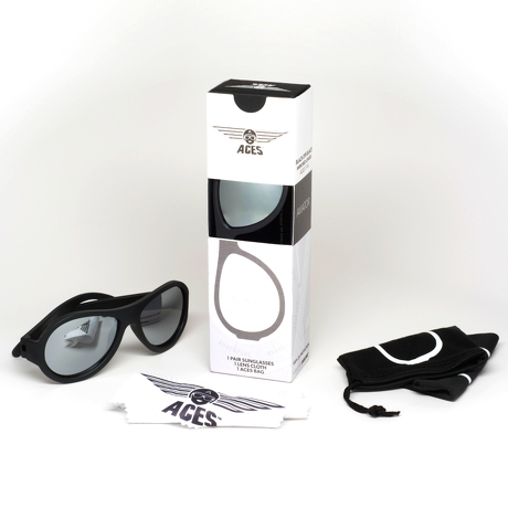 Okulary przeciwsłoneczne dla dzieci Babiators Aces Aviator Black Ops Black lustrzane szkła 6+