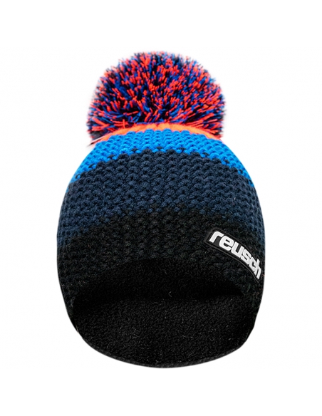 Czapka z pomponem Reusch Enzo Beanie Black/Black Iris/Fiery Coral