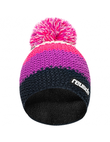 Czapka z pomponem Reusch Enzo Black Iris/Cactus Flower/Stars White