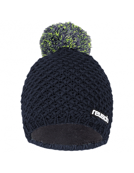 Czapka z pomponem Reusch Elias Beanie Black Iris/Safety Yellow