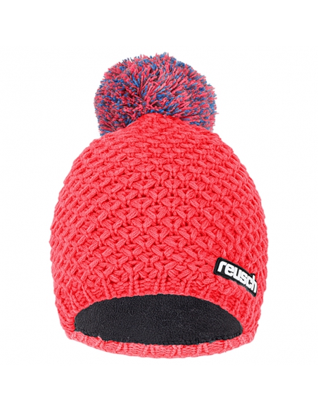 Czapka z pomponem Reusch Elias Beanie Fiery Coral/Electric Blue Lemonade