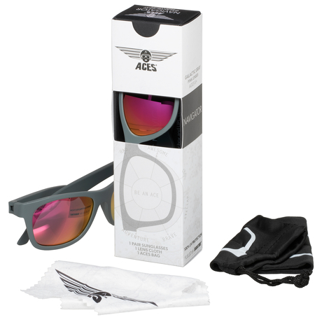 Okulary przeciwsłoneczne dla dzieci Babiators Aces Navigator Galactic Grey różowe szkła 6+