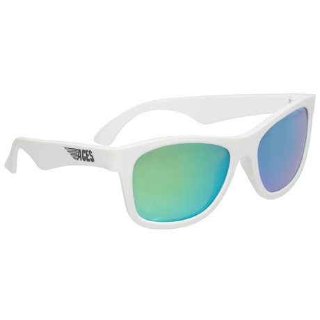 Okulary przeciwsłoneczne dla dzieci Babiators Aces Navigator Wicked White zielone szkla 6+