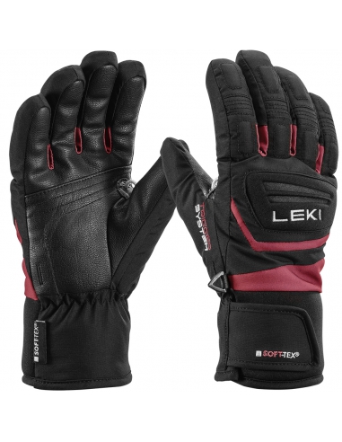 Rękawice narciarskie LEKI Griffin 3D Junior (pięciopalczaste) Black/Rose 4.0