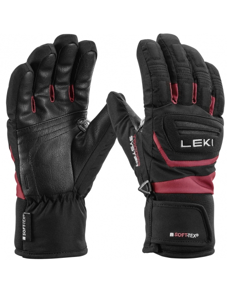 Rękawice narciarskie LEKI Griffin 3D Junior (pięciopalczaste) Black/Rose 4.0