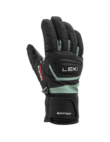 Rękawice narciarskie LEKI Griffin 3D Junior (pięciopalczaste) Black/Dusty-Green 4.0