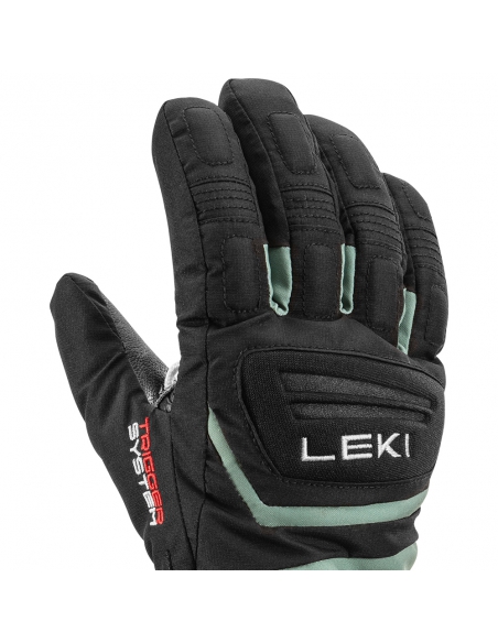 Rękawice narciarskie LEKI Griffin 3D Junior (pięciopalczaste) Black/Dusty-Green 4.0