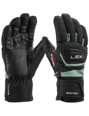 Rękawice narciarskie LEKI Griffin 3D Junior (pięciopalczaste) Black/Dusty-Green 4.0