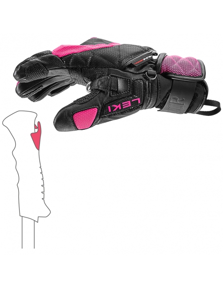Rękawice narciarskie Leki WCR Venom 3D Junior (pięciopalczaste) Black/Pink