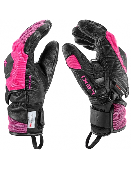 Rękawice narciarskie Leki WCR Venom 3D Junior (pięciopalczaste) Black/Pink