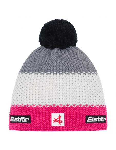 Czapka z pomponem Eisbar STAR POMPON SA 142 Pink-White-Grey