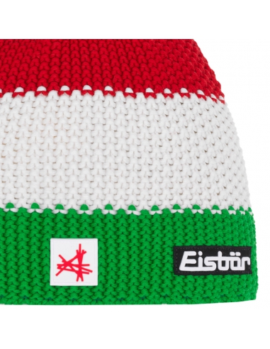Czapka dziecięca z pomponem Eisbar STAR POMPON SA KIDS ITALY Green-White-Red