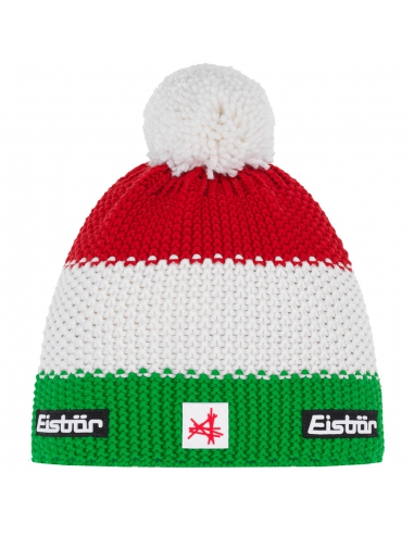 Czapka dziecięca z pomponem Eisbar STAR POMPON SA KIDS ITALY Green-White-Red