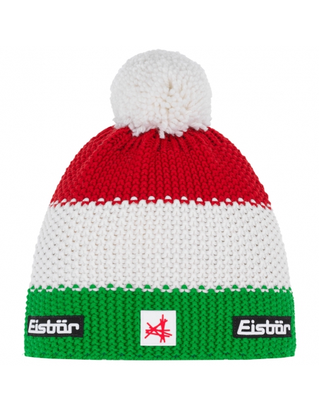Czapka dziecięca z pomponem Eisbar STAR POMPON SA KIDS ITALY Green-White-Red