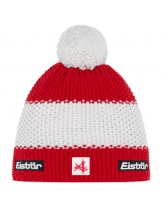 Czapka dziecięca z pomponem Eisbar STAR POMPON SA KIDS AUSTRIA Red-White
