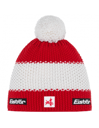 Czapka dziecięca z pomponem Eisbar STAR POMPON SA KIDS AUSTRIA Red-White