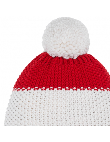 Czapka dziecięca z pomponem Eisbar STAR POMPON SA KIDS AUSTRIA Red-White