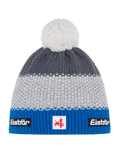 Czapka dziecięca z pomponem Eisbar STAR POMPON SA KIDS 726 Bugatti-Grey-Anthracite