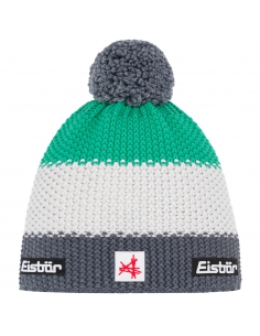 Czapka dziecięca z pomponem Eisbar STAR POMPON SA KIDS 645 Anthracite-White-Green