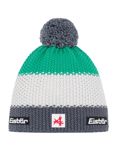 Czapka dziecięca z pomponem Eisbar STAR POMPON SA KIDS 645 Anthracite-White-Green