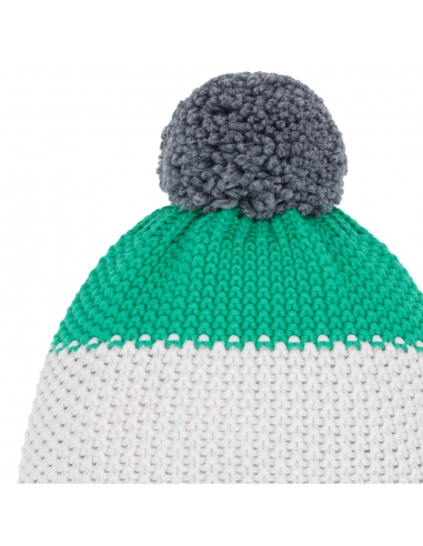 Czapka dziecięca z pomponem Eisbar STAR POMPON SA KIDS 645 Anthracite-White-Green