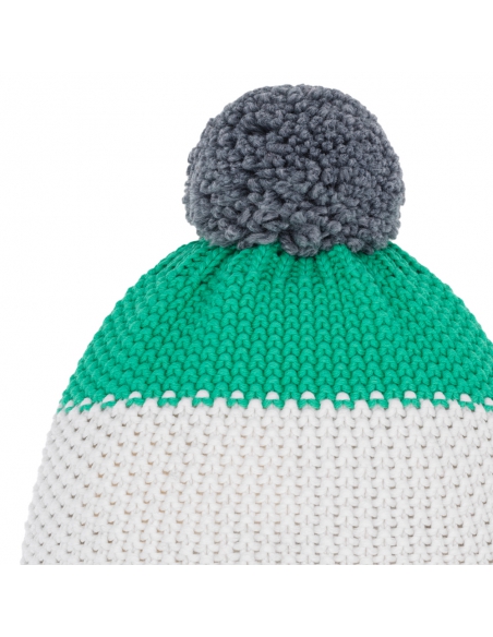 Czapka dziecięca z pomponem Eisbar STAR POMPON SA KIDS 645 Anthracite-White-Green