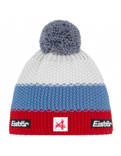 Czapka dziecięca z pomponem Eisbar STAR POMPON SA KIDS 237 Ketchup-Skyway-White