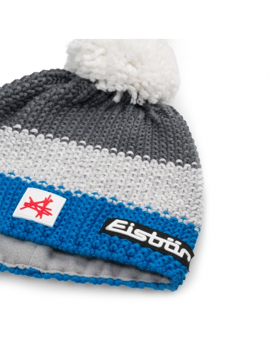 Czapka dziecięca z pomponem Eisbar STAR POMPON SA KIDS 726 Bugatti-Grey-Anthracite