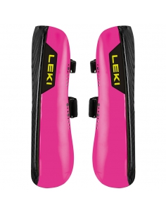 Ochraniacze narciarskie na golenie Leki Shin Guard Carbon Railroad Race Long Wide Black/Neon Pink