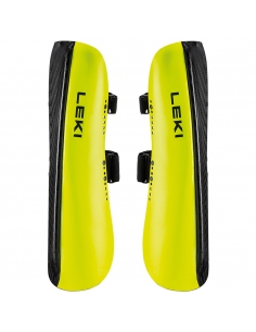 Ochraniacze narciarskie na golenie Leki Shin Guard Carbon Railroad Race Short Wide Black/Neon Yellow