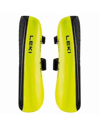 Ochraniacze narciarskie na golenie Leki Shin Guard Carbon Railroad Race Short Wide Black/Neon Yellow