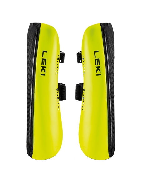 Ochraniacze narciarskie na golenie Leki Shin Guard Carbon Railroad Race Short Wide Black/Neon Yellow