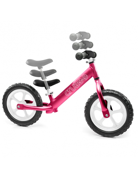 Rowerek biegowy Cruzee 12 SAFE różowy białe koła + pasek do noszenia GRATIS