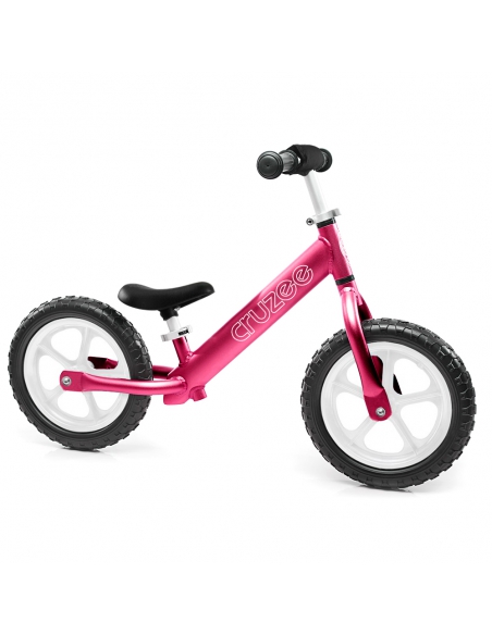 Rowerek biegowy Cruzee 12 SAFE różowy białe koła + pasek do noszenia GRATIS