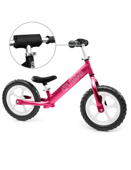 Rowerek biegowy Cruzee 12 SAFE różowy białe koła + pasek do noszenia GRATIS