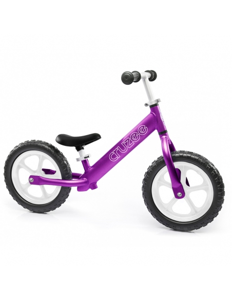 Rowerek biegowy Cruzee 12 fioletowy białe koła + pasek do noszenia GRATIS