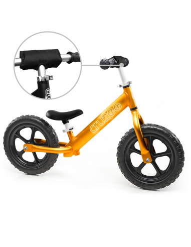 Rowerek biegowy Cruzee 12 SAFE złoty + pasek do noszenia GRATIS