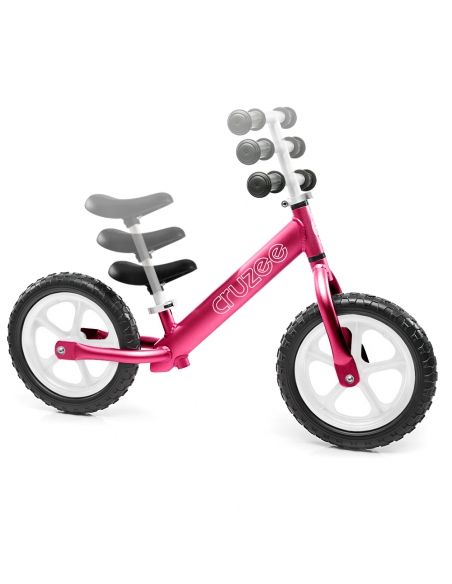 Rowerek biegowy Cruzee 12 różowy białe koła + pasek do noszenia GRATIS