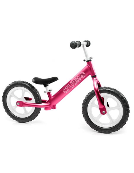 Rowerek biegowy Cruzee 12 różowy białe koła + pasek do noszenia GRATIS