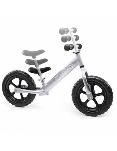 Rowerek biegowy Cruzee 12 srebrny + pasek do noszenia GRATIS