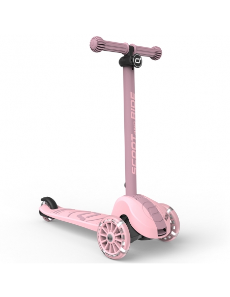 Hulajnoga Scoot&Ride Highwaykick 3S LED Rose (składana, świecące koła, sterowanie 2w1) + pasek do noszenia GRATIS