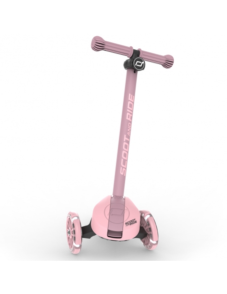 Hulajnoga Scoot&Ride Highwaykick 3S LED Rose (składana, świecące koła, sterowanie 2w1) + pasek do noszenia GRATIS