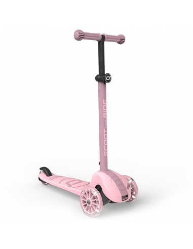 Hulajnoga Scoot&Ride Highwaykick 3S LED Rose (składana, świecące koła, sterowanie 2w1) + pasek do noszenia GRATIS