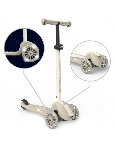 Hulajnoga Scoot&Ride Highwaykick 3S LED Ash (składana, świecące koła, sterowanie 2w1) + pasek do noszenia GRATIS