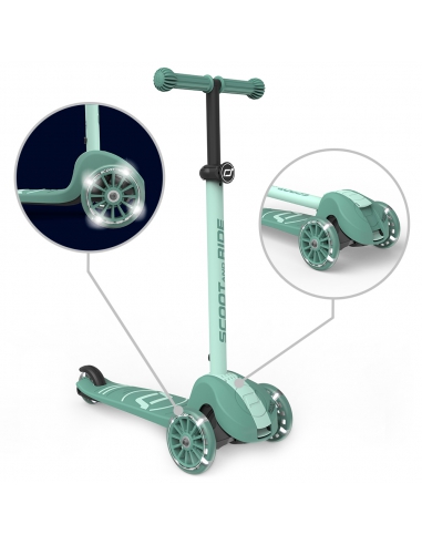 Hulajnoga Scoot&Ride Highwaykick 3S LED Forest (składana, świecące koła, sterowanie 2w1) + pasek do noszenia GRATIS