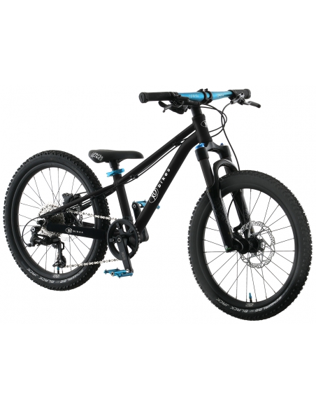 Rower dziecięcy KUbikes 20S MTB DISC Black/Laser-Blue - czarny z niebieski akcentami
