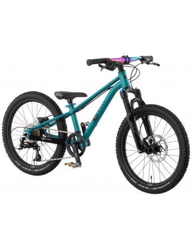 Rower dziecięcy KUbikes 20S MTB DISC Turquoise/Laser-Rainbow- turkusowy z tęczowymi akcentami