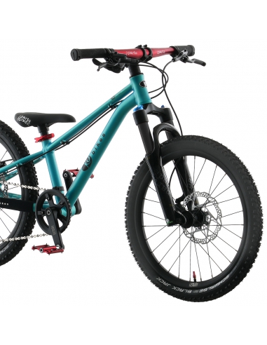 Rower dziecięcy KUbikes 20S MTB DISC Turquoise/Laser-Red - turkusowy z czerwonymi akcentami